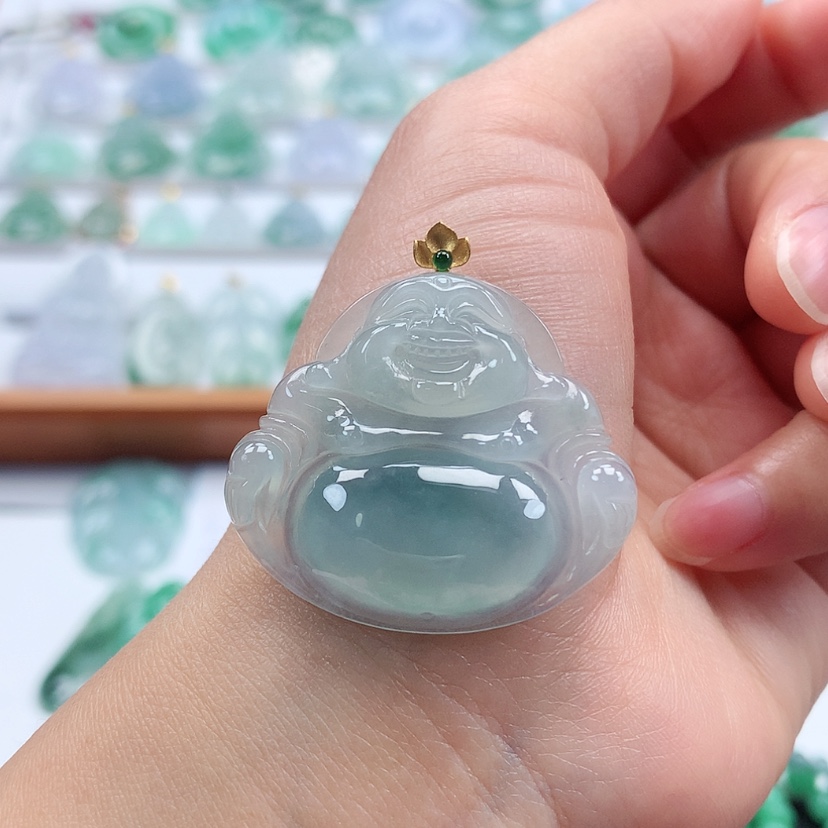 【闪购商品】翡翠吊坠(赠链)18K金镶嵌