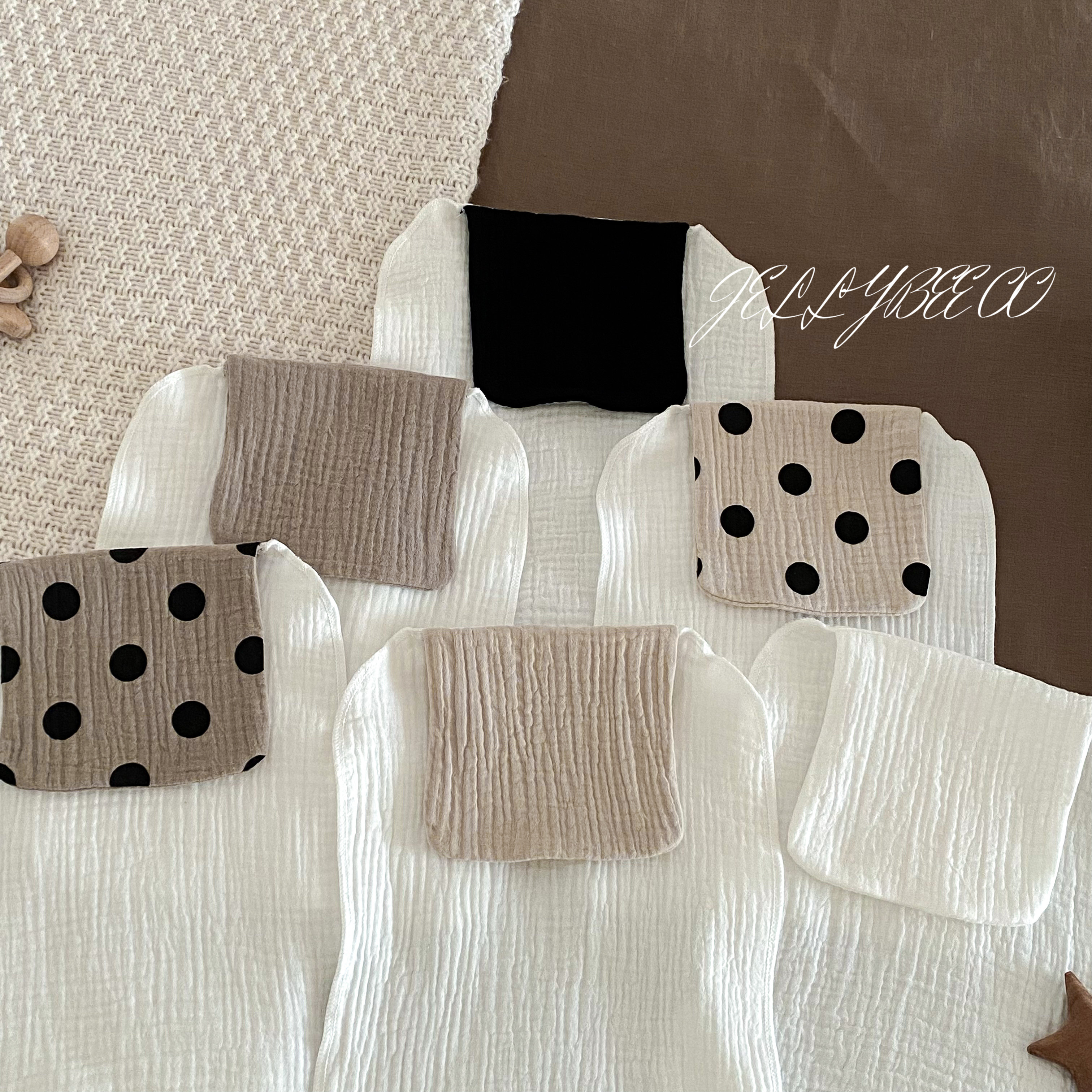 北欧风ins波点宝宝吸汗巾儿童幼儿园垫背巾男女宝隔汗巾a类棉纱