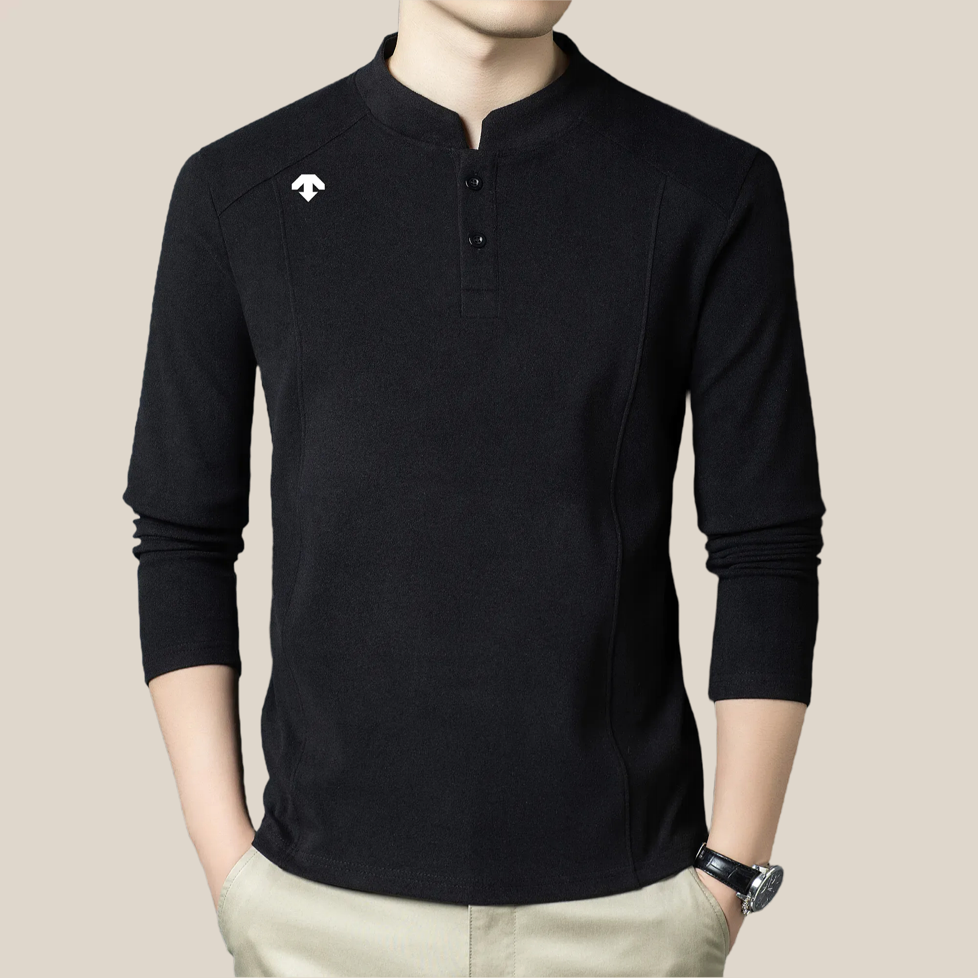 【商场同款】迪桑男士秋冬厚款抓绒卫衣polo衫防泼水保暖时尚打底衫