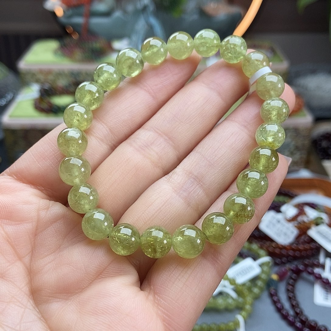 福***照石榴石手链未镶嵌手串8.5