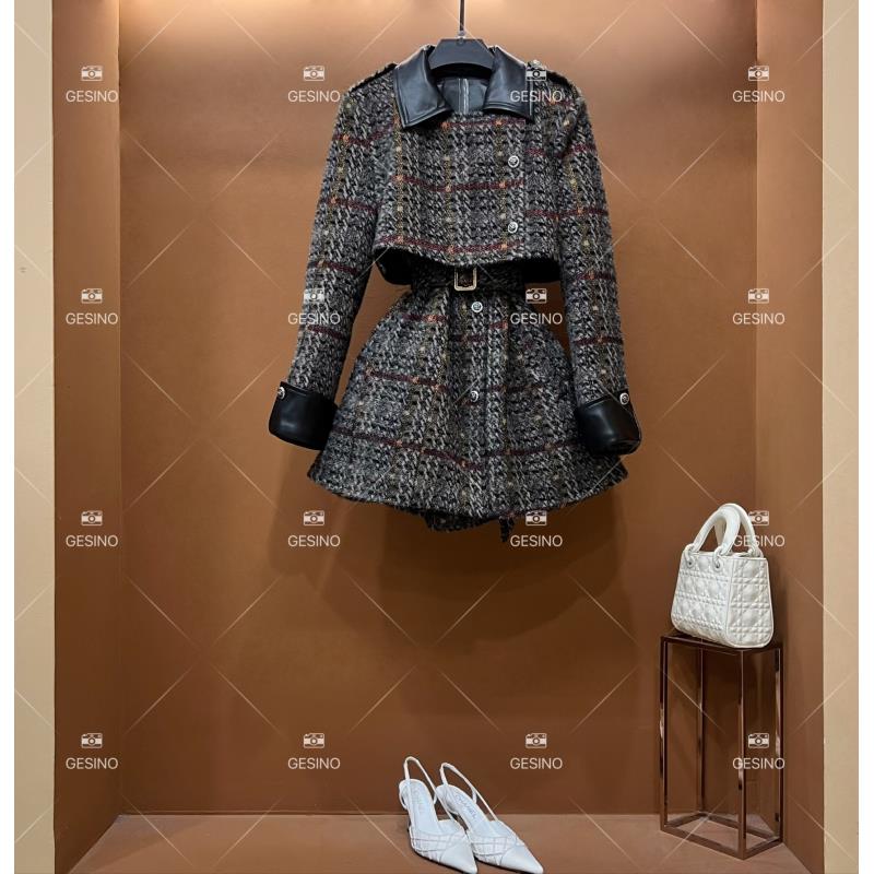 【小满】秋冬时尚设计师中长款外套轻奢短款格子QD-2025160