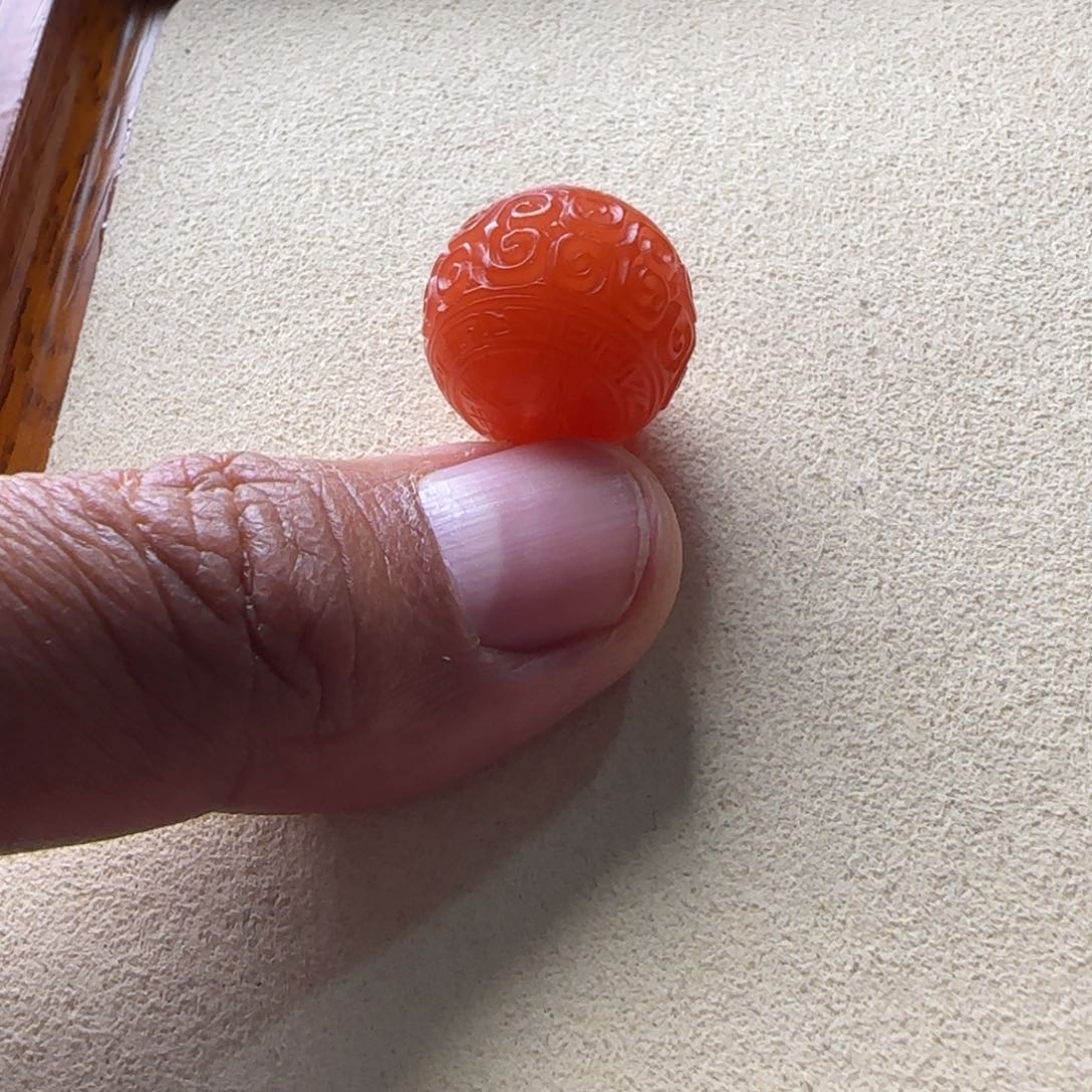 南红玛瑙手链未镶嵌14.5mm大黑洞柿子红