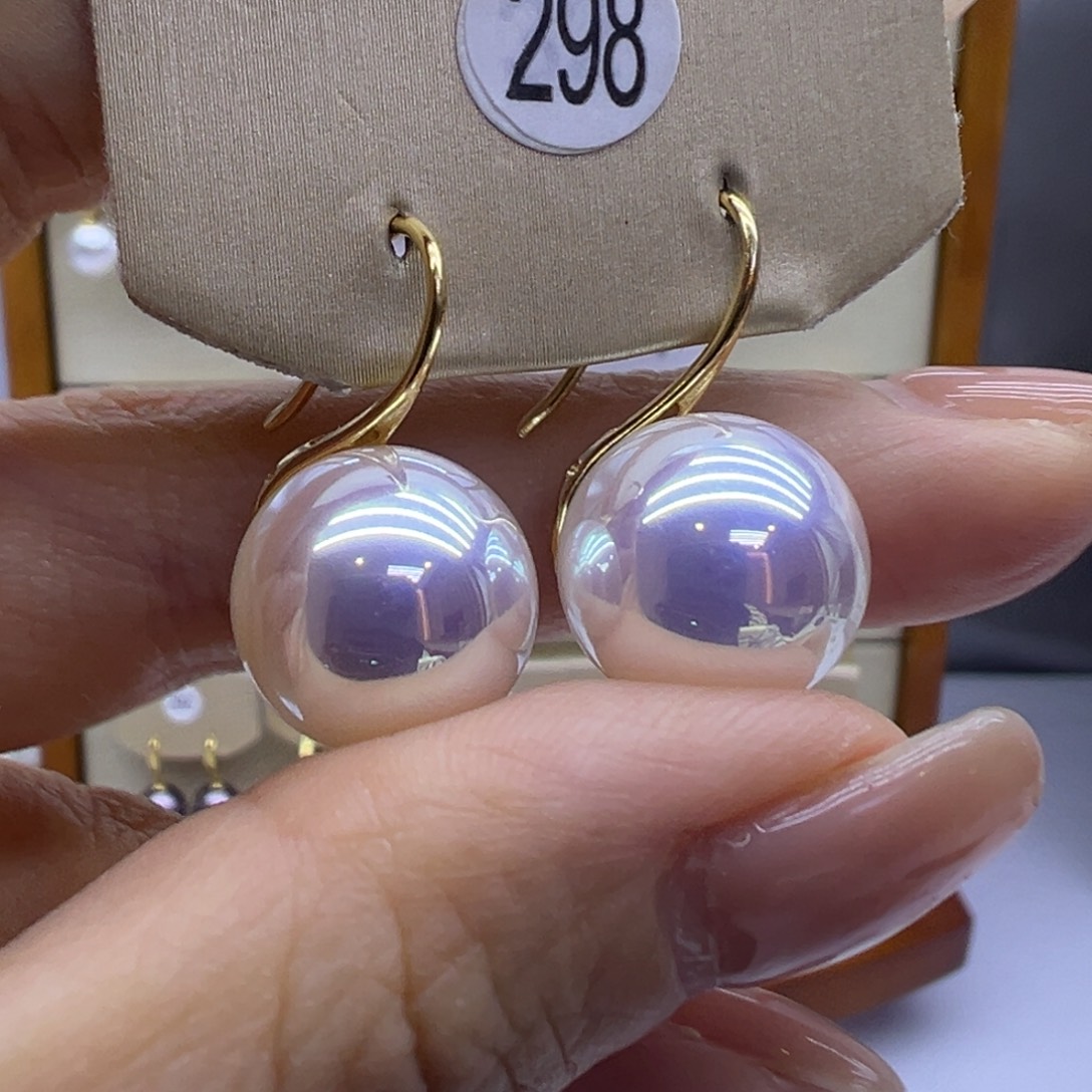 淡水珍珠银S925镶嵌耳饰