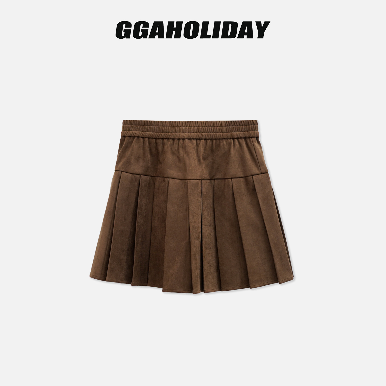 GGAHOLIDAY时尚休闲百搭复古洋气秋冬美式百搭松紧腰百褶裙154088