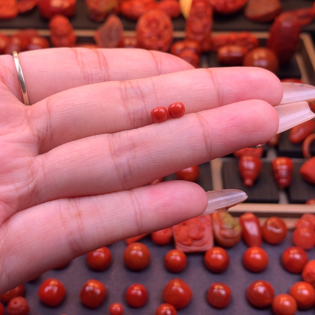 南红玛瑙未镶嵌川料原矿老型对珠4.6mm