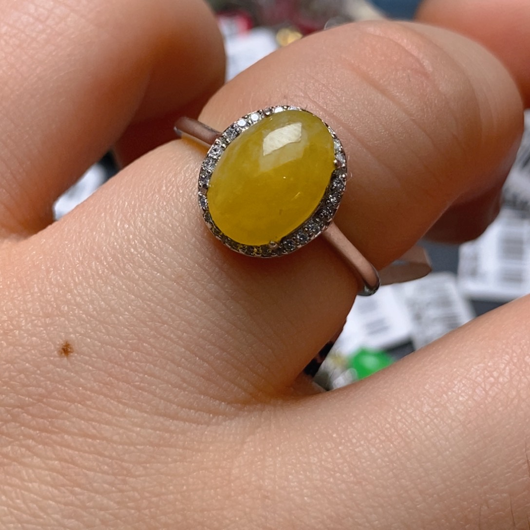 银S925镶嵌戒指翡翠百内无证书