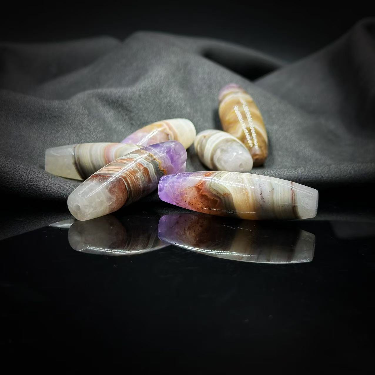 【缪老师严选】SJ0865 暮山紫极光水晶桶珠吊坠 多样性发其一