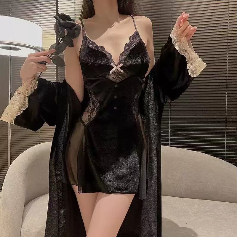 【开播福利】网纱吊带家居蕾丝性感睡裙