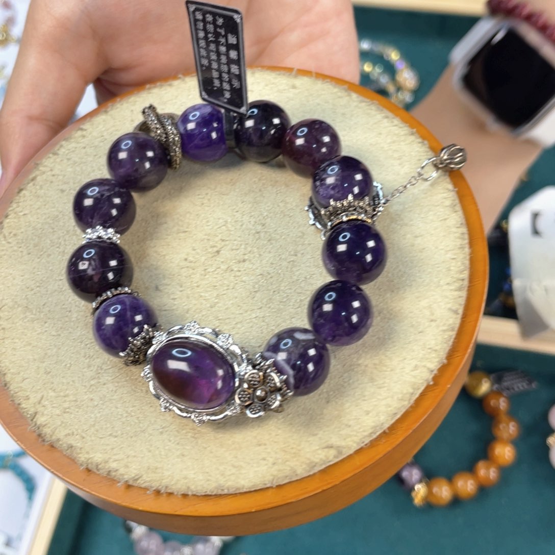 水晶手链银S925镀金镶嵌