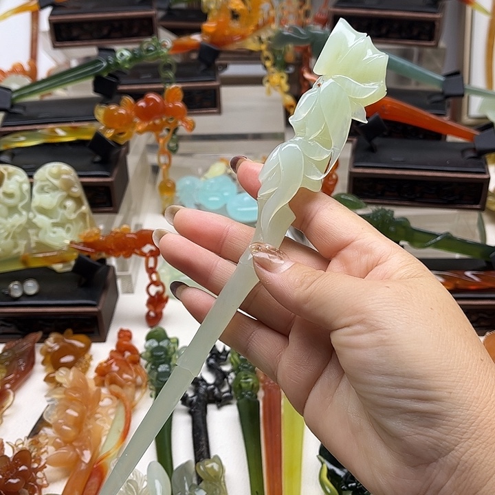 蛇纹石玉岫玉发簪未镶嵌