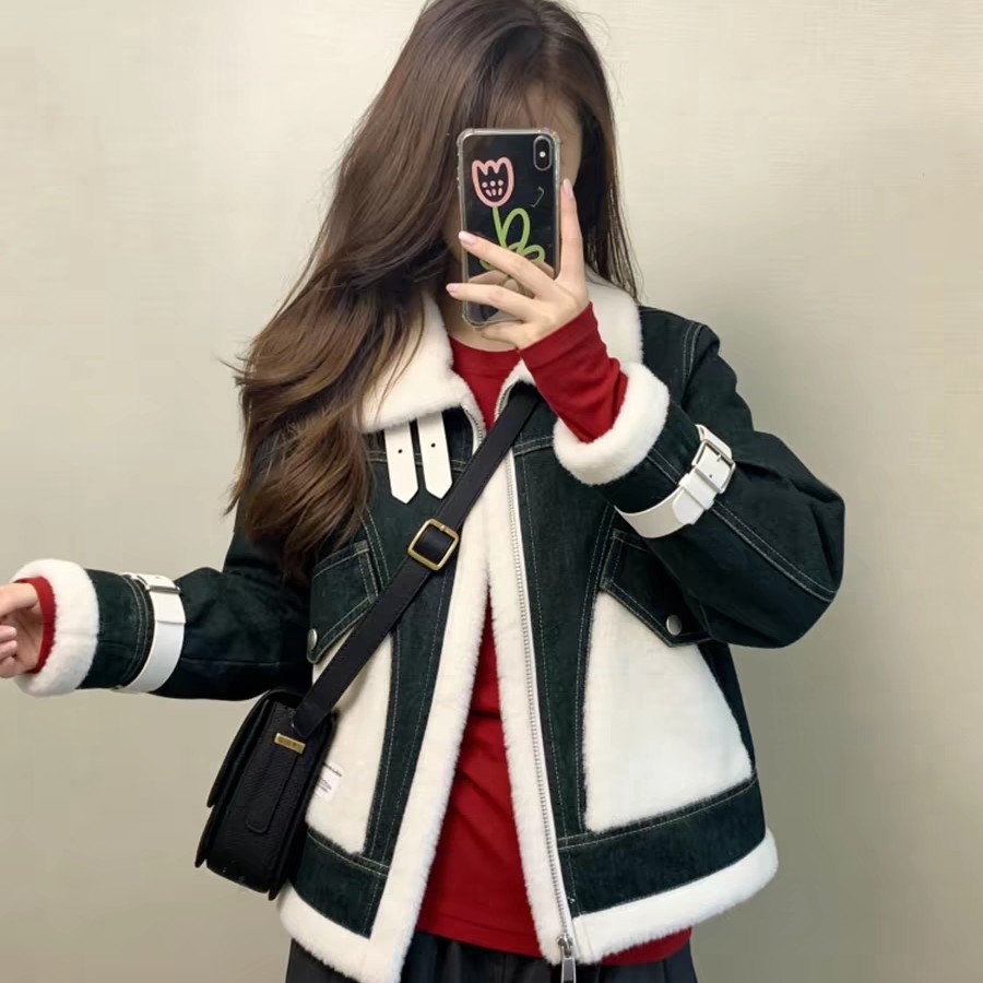 809 立领拼接牛仔外套A1-1-2