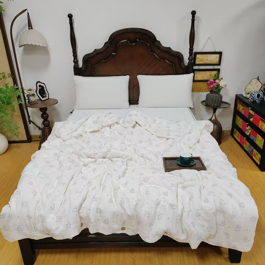 纯棉皱皱纱椰子纽扣款双人被套200*230微瑕～F569