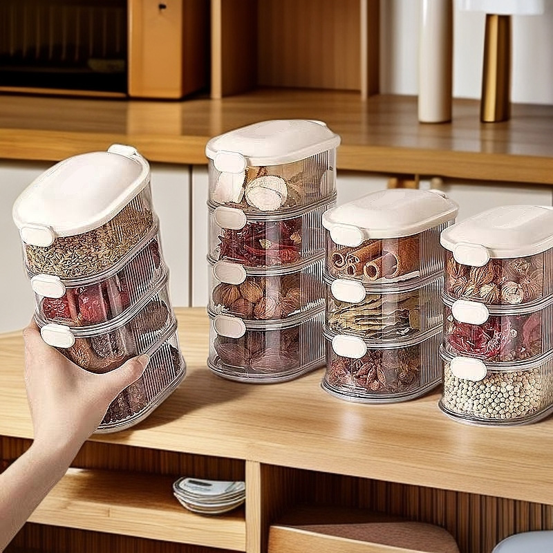 香料收纳盒调料盒一体多格家用厨房佐料分装防潮调味瓶密封罐