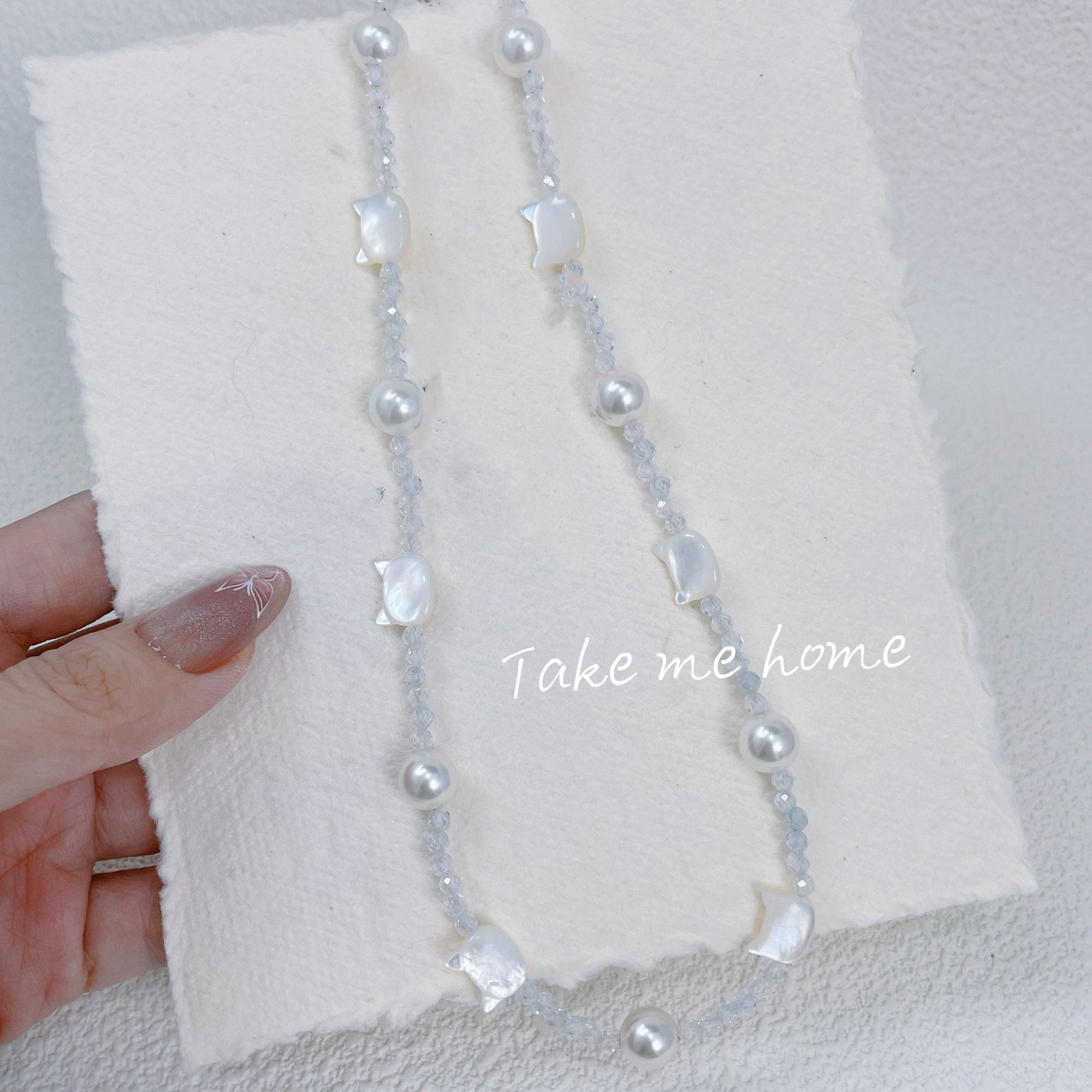 铜合金项链 白母贝猫咪项链 XL190