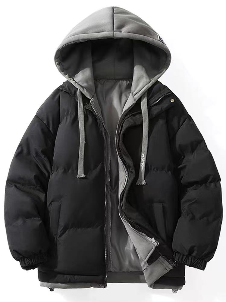 【情侣款+现货】【男女同款】棉服假两件连帽棉衣休闲外套