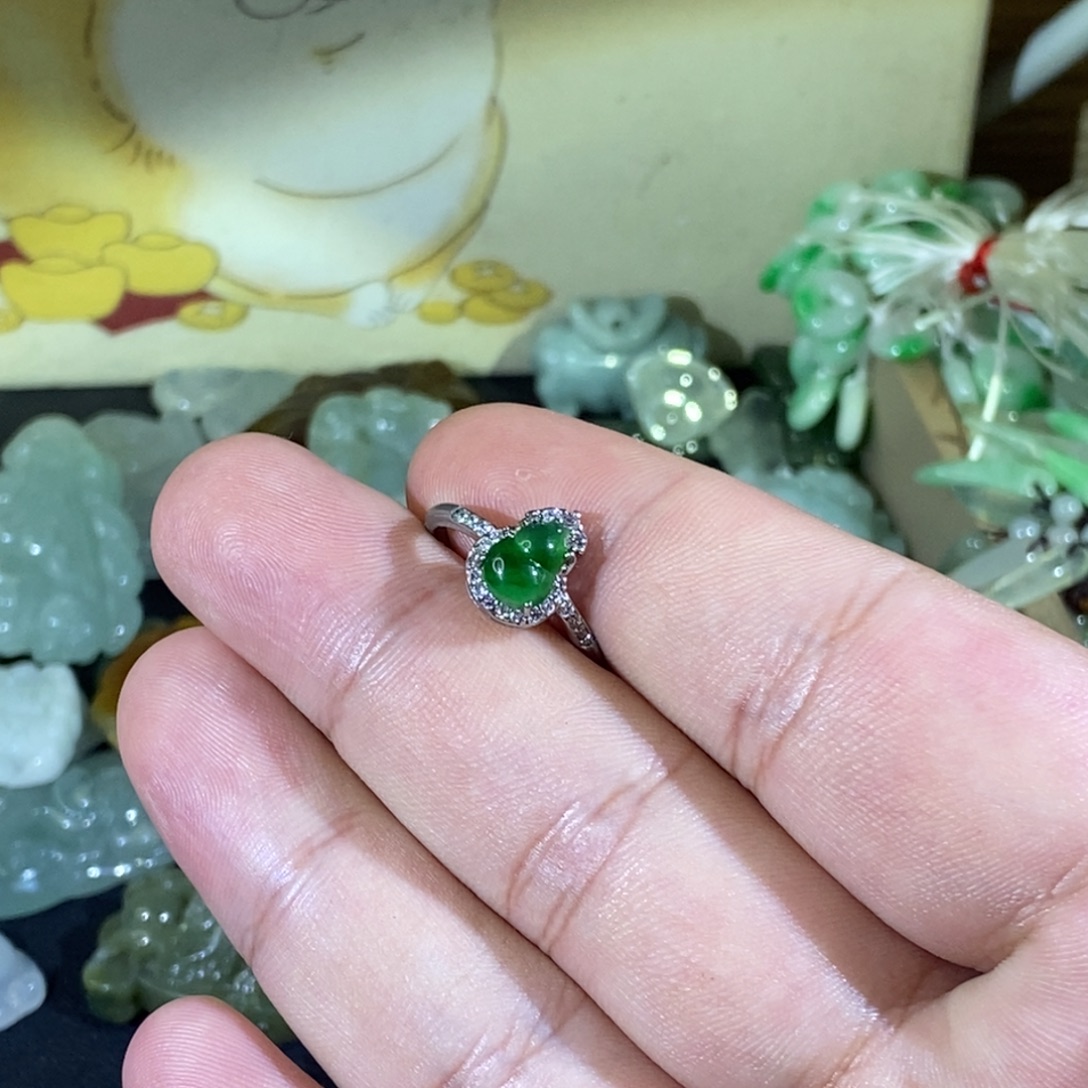 项圈银S925镶嵌翡翠翡翠戒指