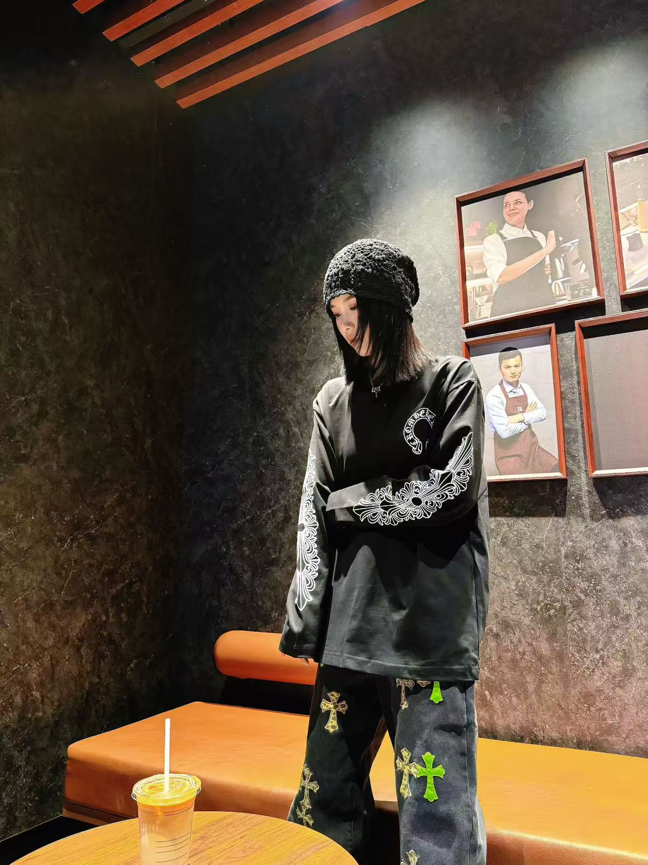 2560十字架25ss新款印花款长袖T恤高端轻奢时尚百搭（男女同款）