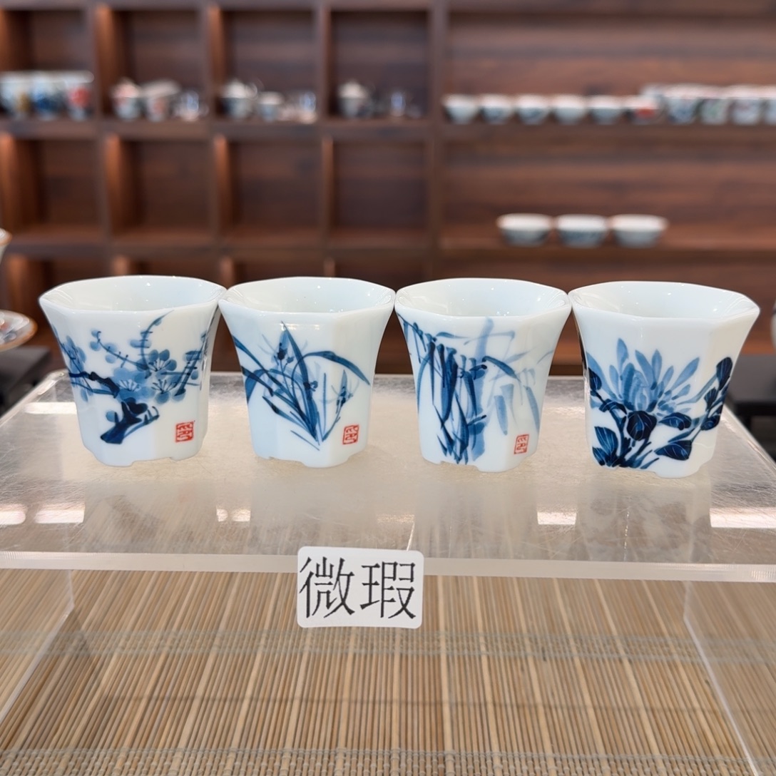 釉下手绘茶具微瑕