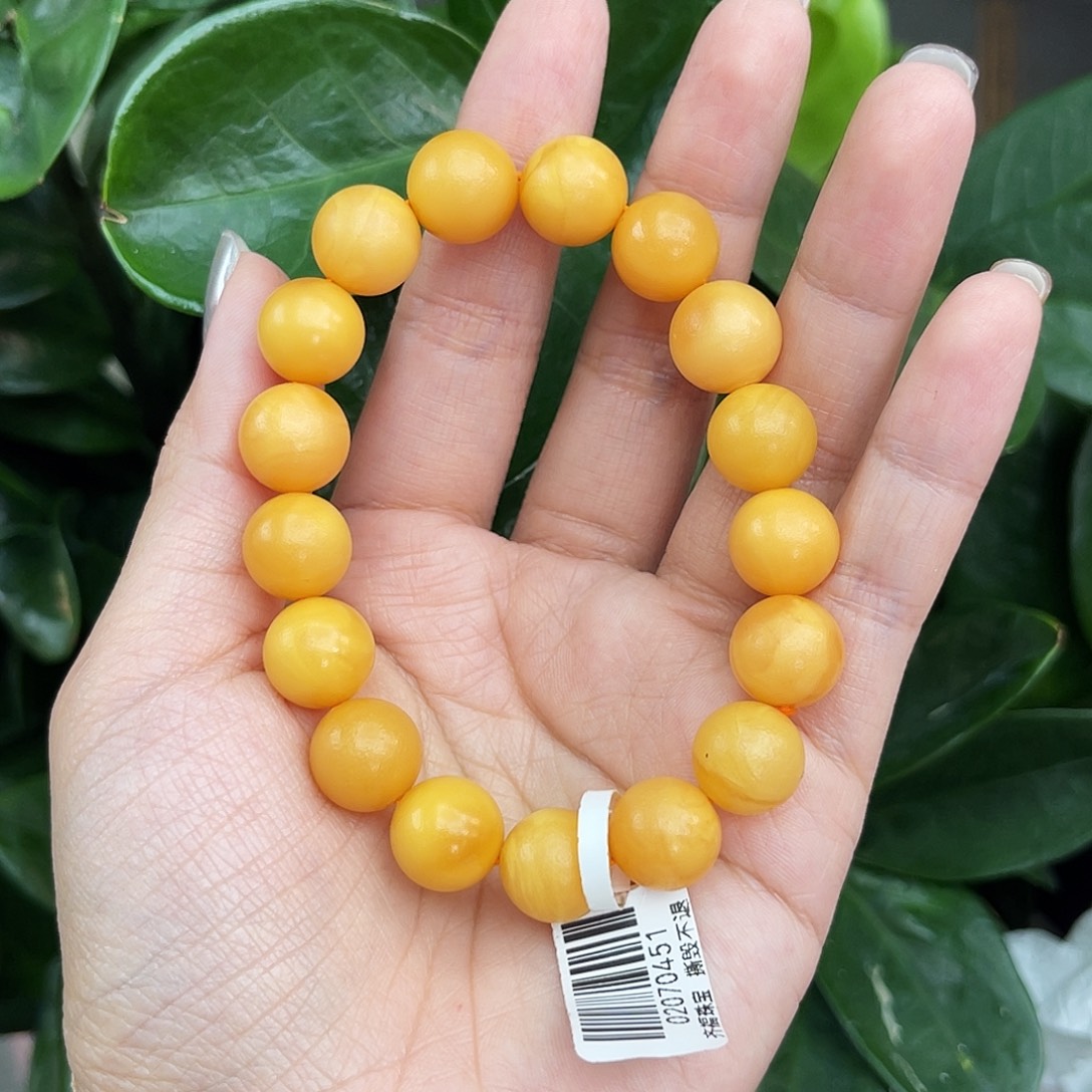 琥珀未镶嵌手链12m橘皮花蜡