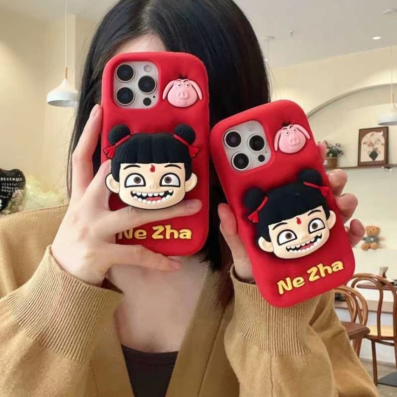 【适用苹果】可爱支架创意国朝iPhone16立体15可爱14趣味硅胶手机壳