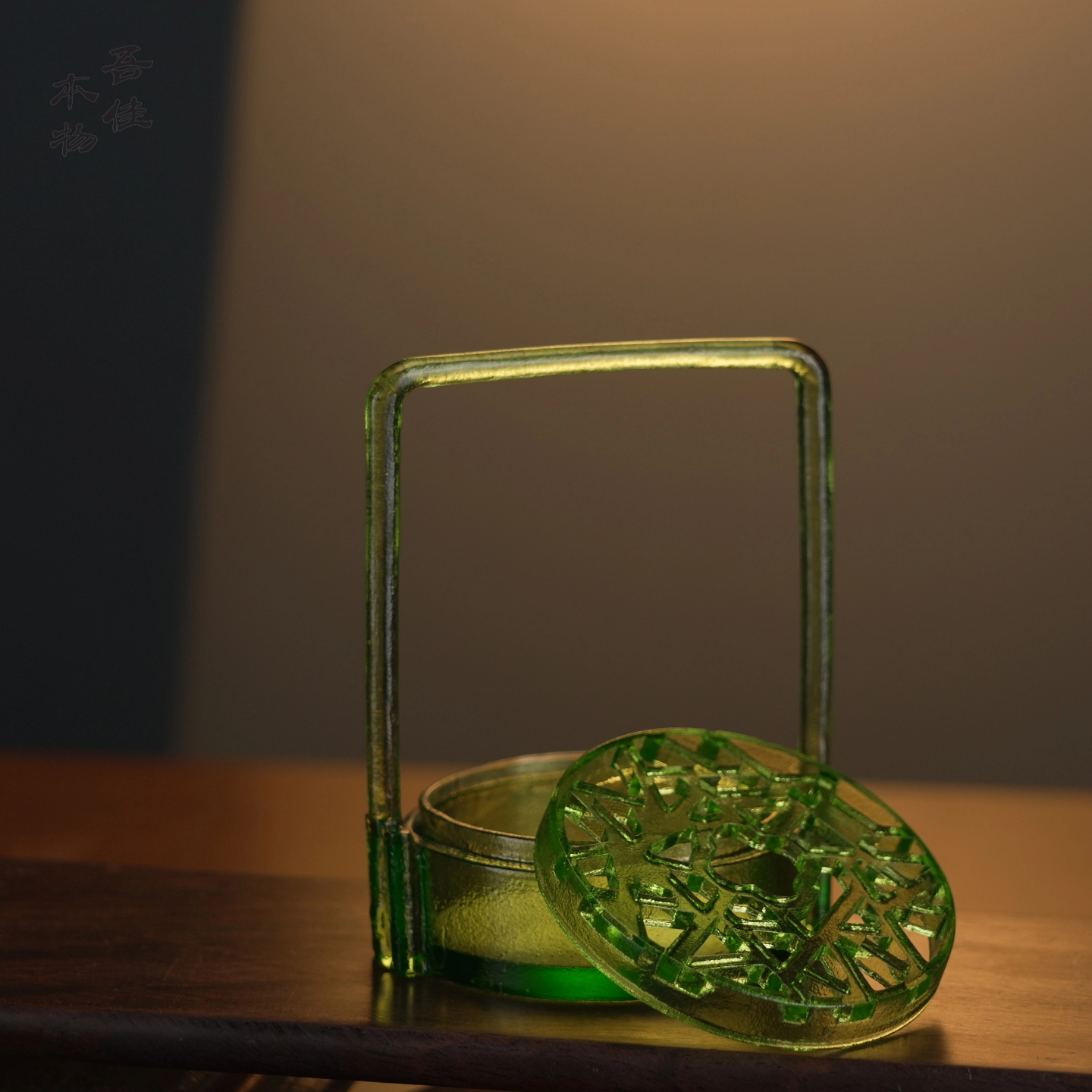 五福吾佳本物 【清枫几琉璃提梁熏香炉】 （绿色）高端茶室香道