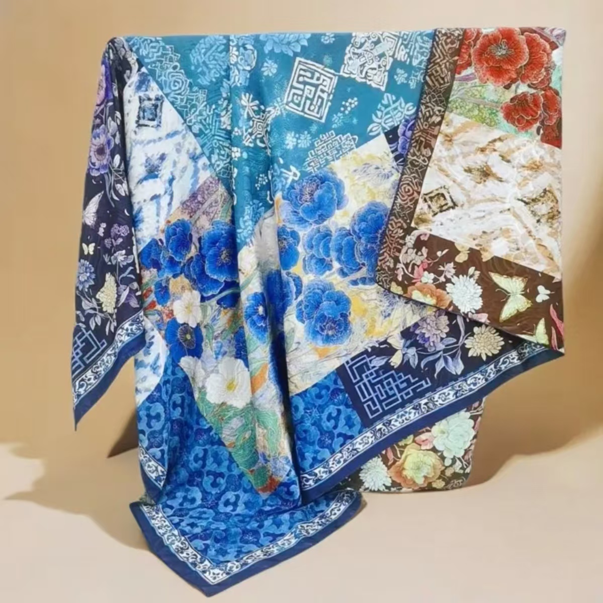 SJ334幽兰花语140*140丝巾/围巾