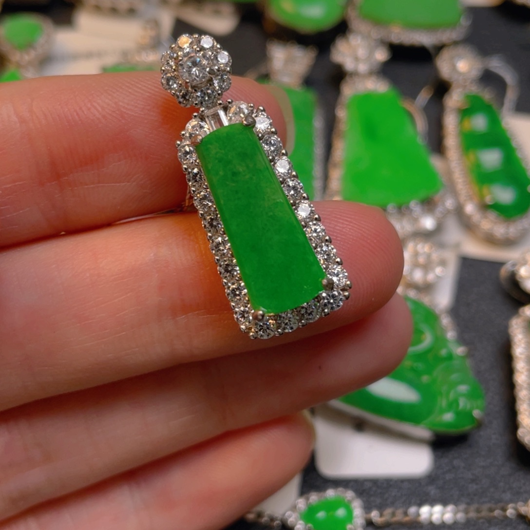 吊坠(不含链)银S925镶嵌翡翠