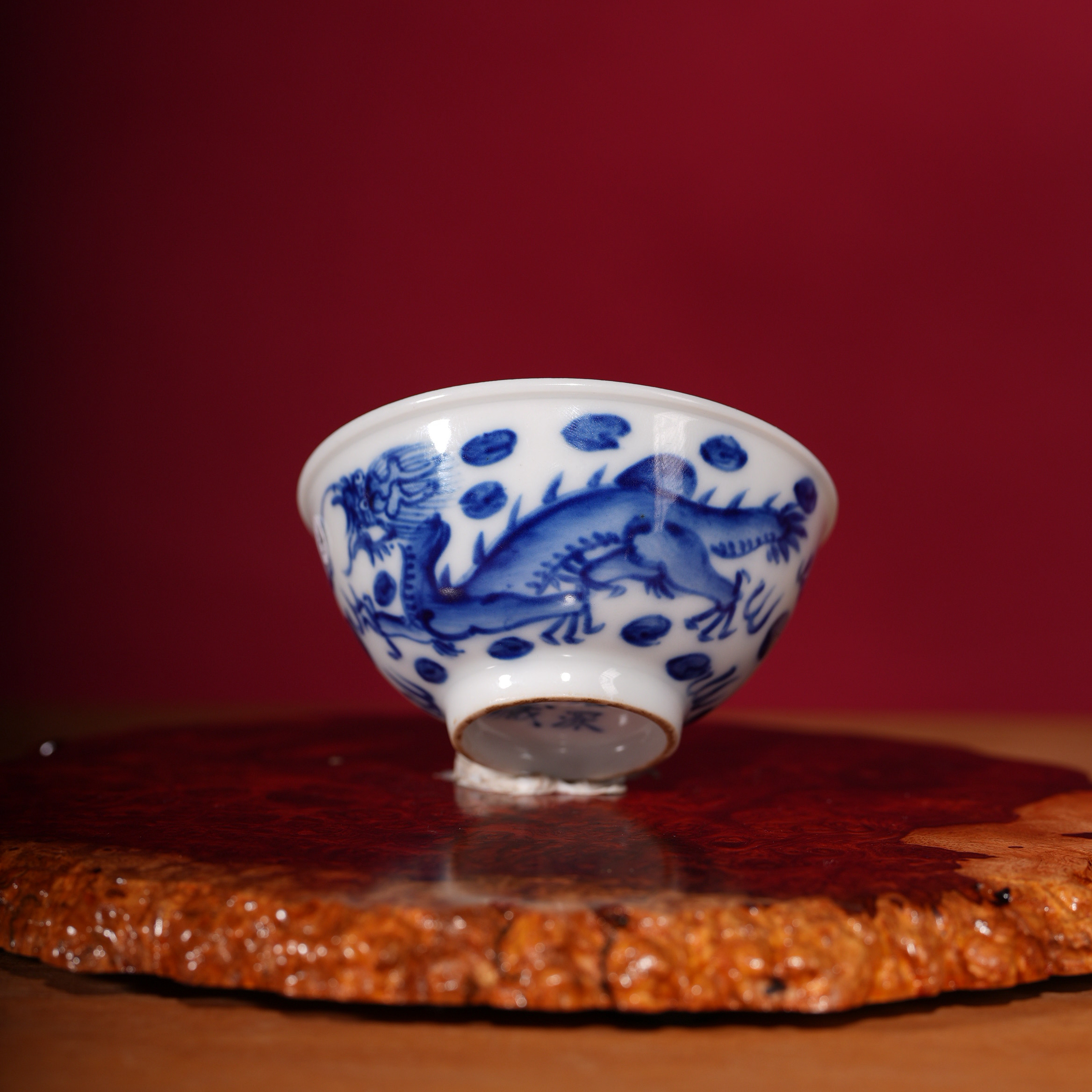 154清同治青花龙纹杯 瓷器收藏 文物商店 明清老瓷器仿古家具