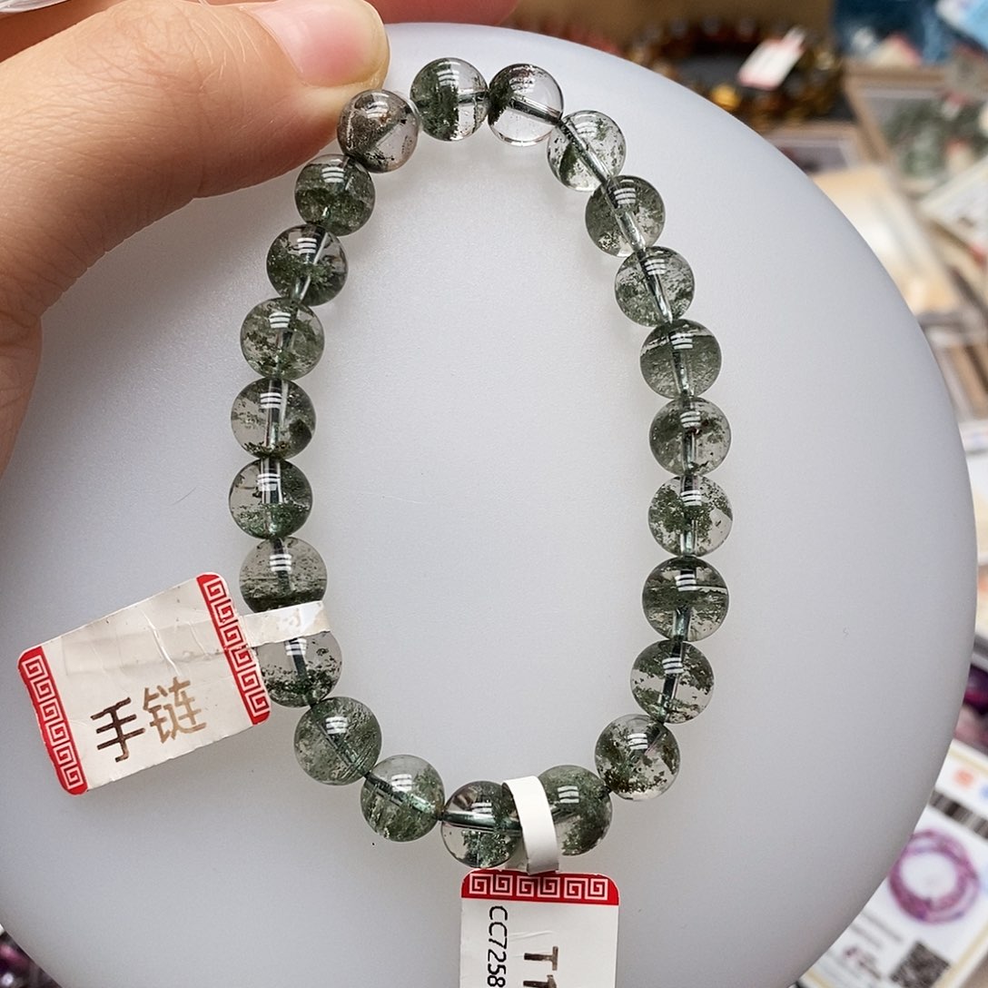 未镶嵌手链水晶T172 绿幽灵 千层 8m+