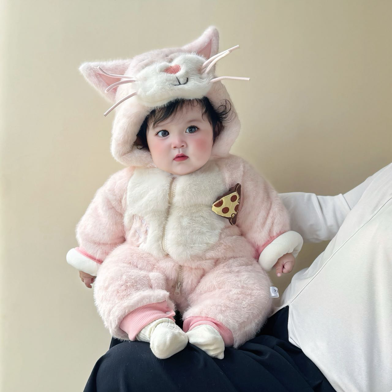 猫咪日记连体男女宝可爱超萌毛茸茸保暖哈衣冬季外出爬服加厚哈衣