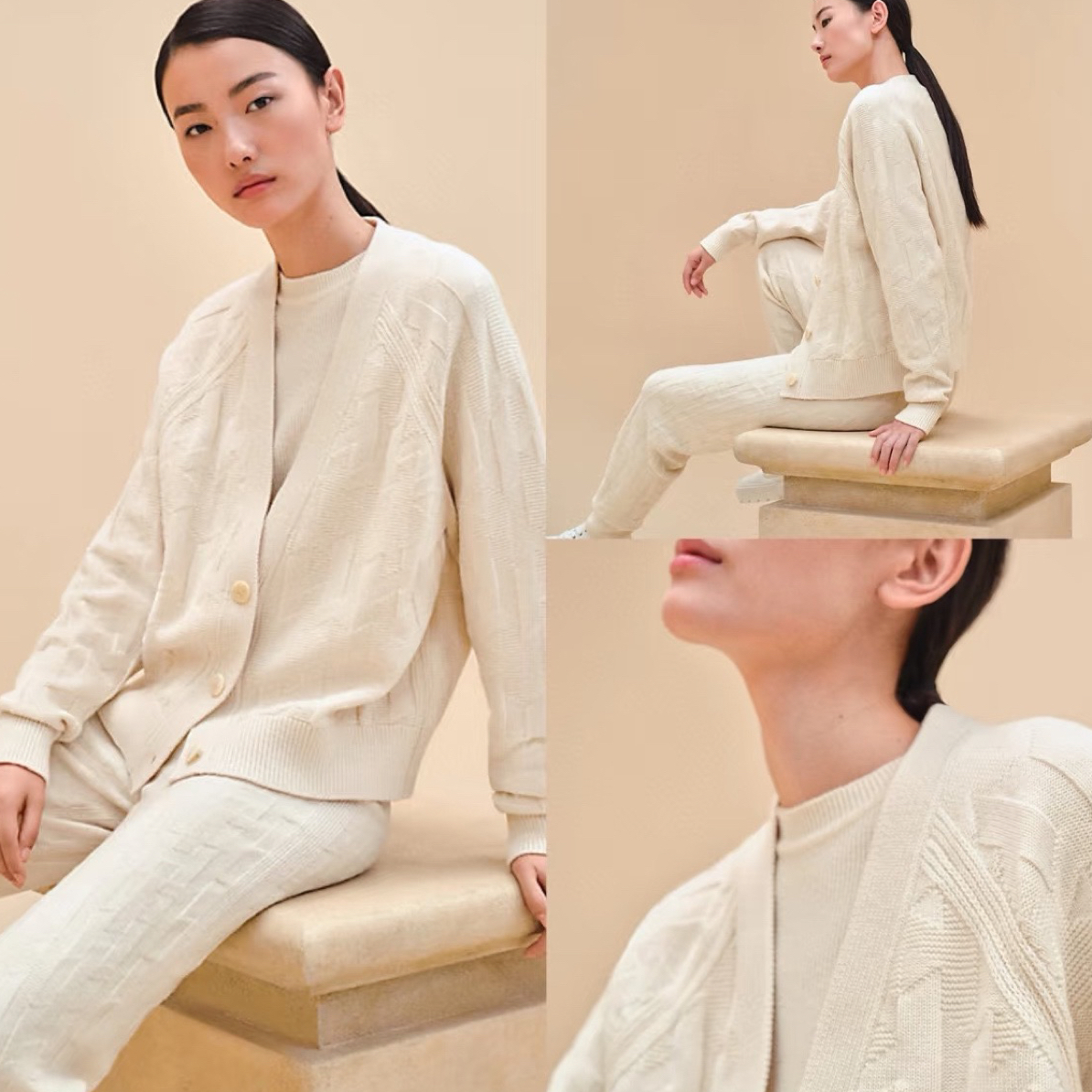 未使用 Hermes/爱马仕 奶白色羊毛开衫外套 尺码36  15982518