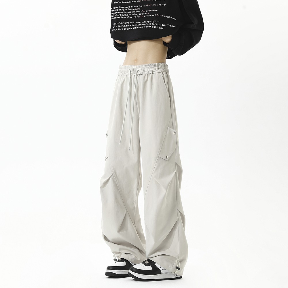 美式高街褶皱工装裤春秋冬季2025新款潮牌宽松百搭休闲直筒阔腿裤