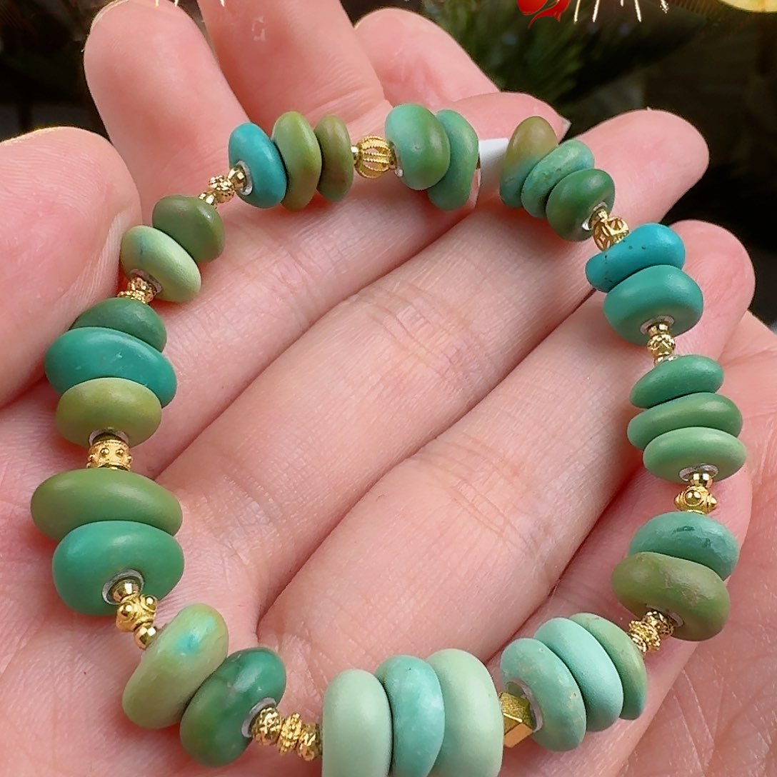 绿松石珠宝奇石18K金镶嵌