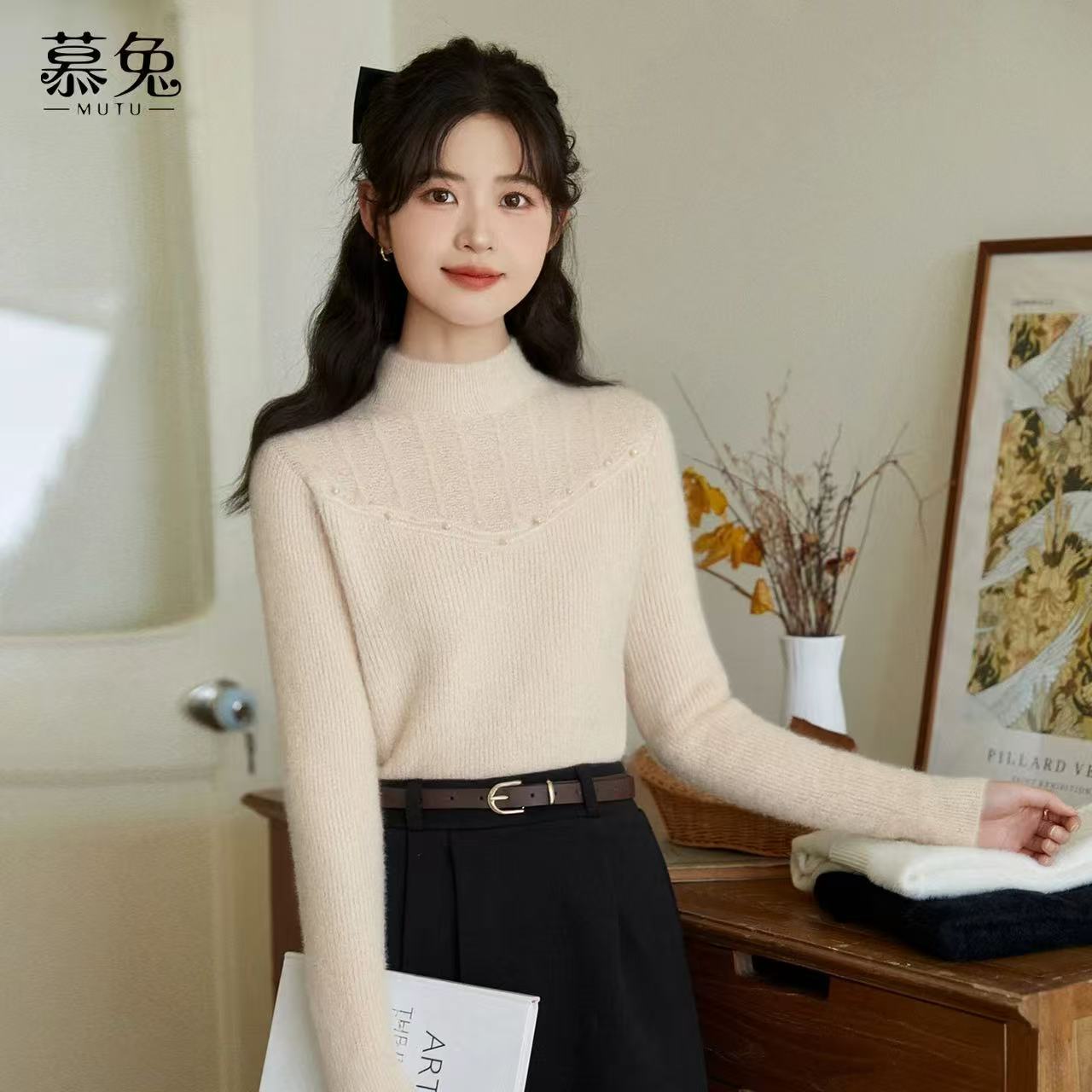 【瑶瑶专属】022【衣长56】毛衣保暖加厚简约风毛针织衫百搭显瘦打底