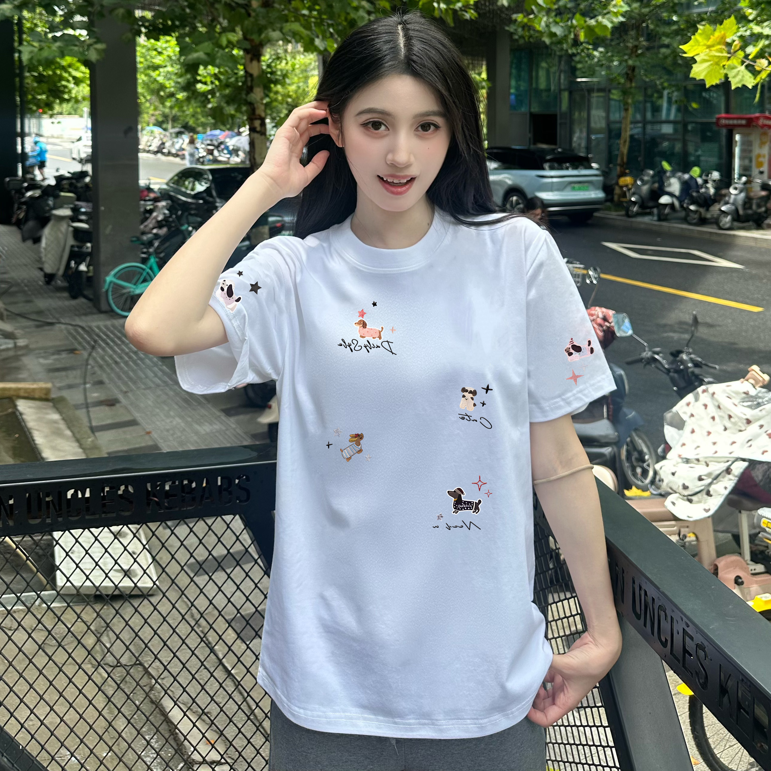 宽松型T恤夏季吸汗圆领短袖ins韩版女常规袖