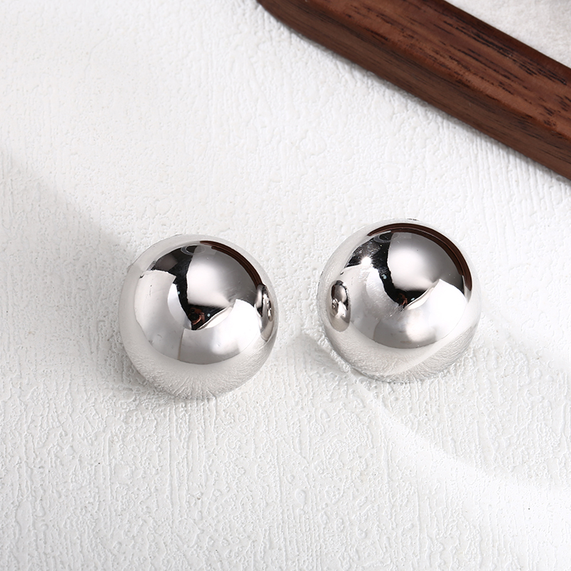 925银耳饰 纯银色925 光面半圆耳钉 耳环 耳扣 耳钉 男女款流行耳