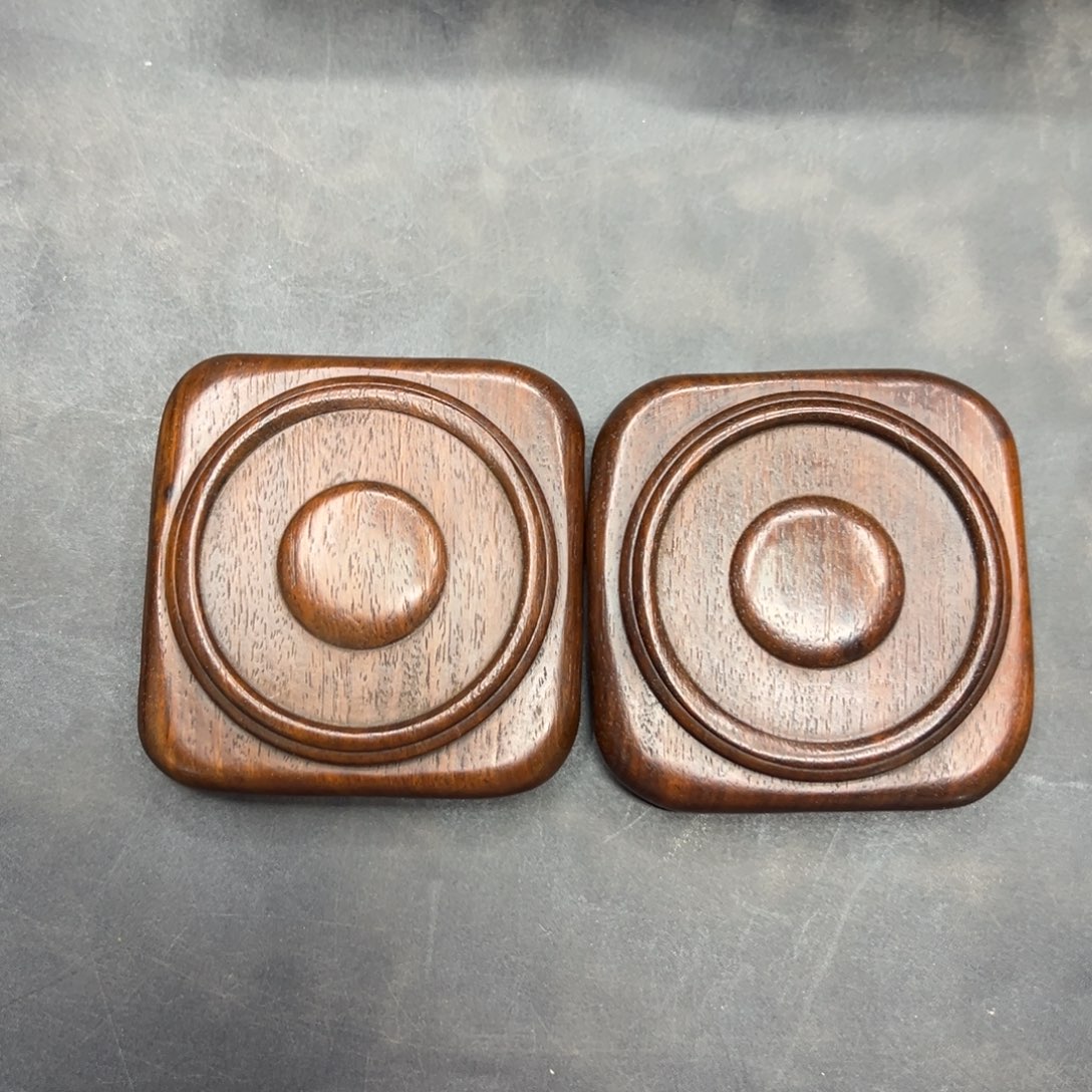 心***雪花梨木花瓶底座一对