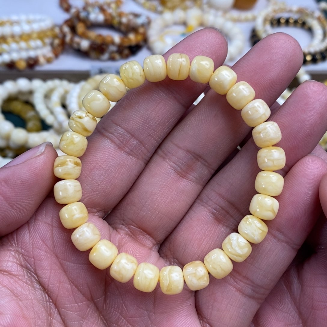 琥珀裸石未镶嵌8mm虎皮纹手串