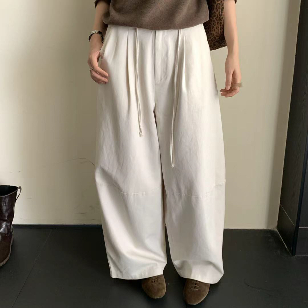 abow@82970 韩系ins风百搭显瘦抽绳阔腿裤（S裤长100）10-13