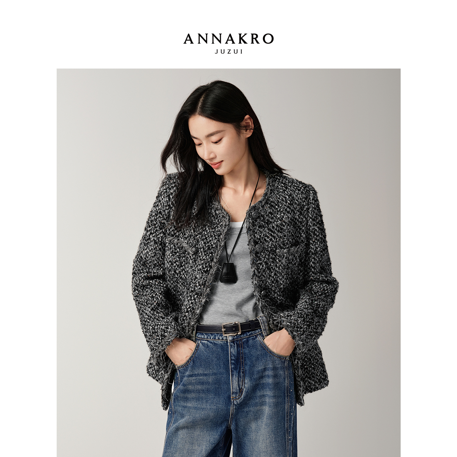 【KK专属】玖姿·安娜蔻KWFQ40514猎装夹克外套女2025秋季