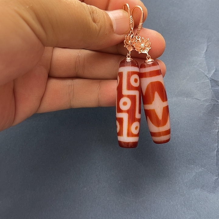 玛瑙/玉髓未镶嵌颈饰覆膜）耳坠