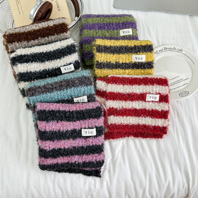 儿童围巾秋冬季韩版宝宝保暖防风围脖潮流男女童条纹拼色绒帽围脖