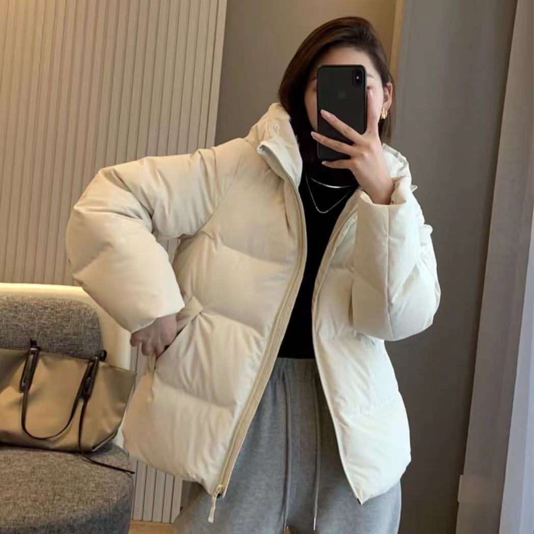 连帽纯色5格羽绒服