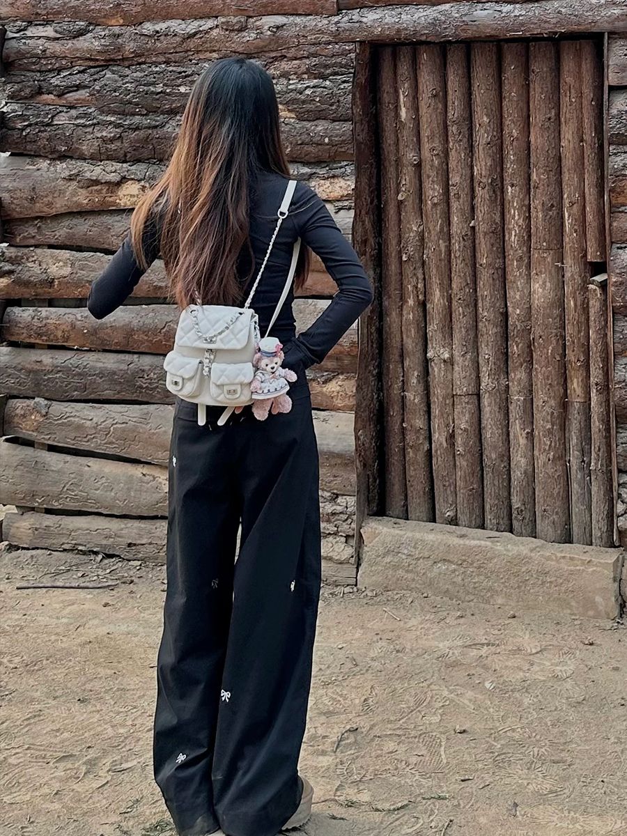 超火白色小香风迷你链条双肩包包女士2025新款设计感小众单肩背包