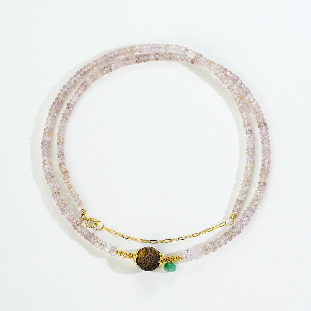 沉香18K金baby粉蓝宝沉香项链（40+5）45097