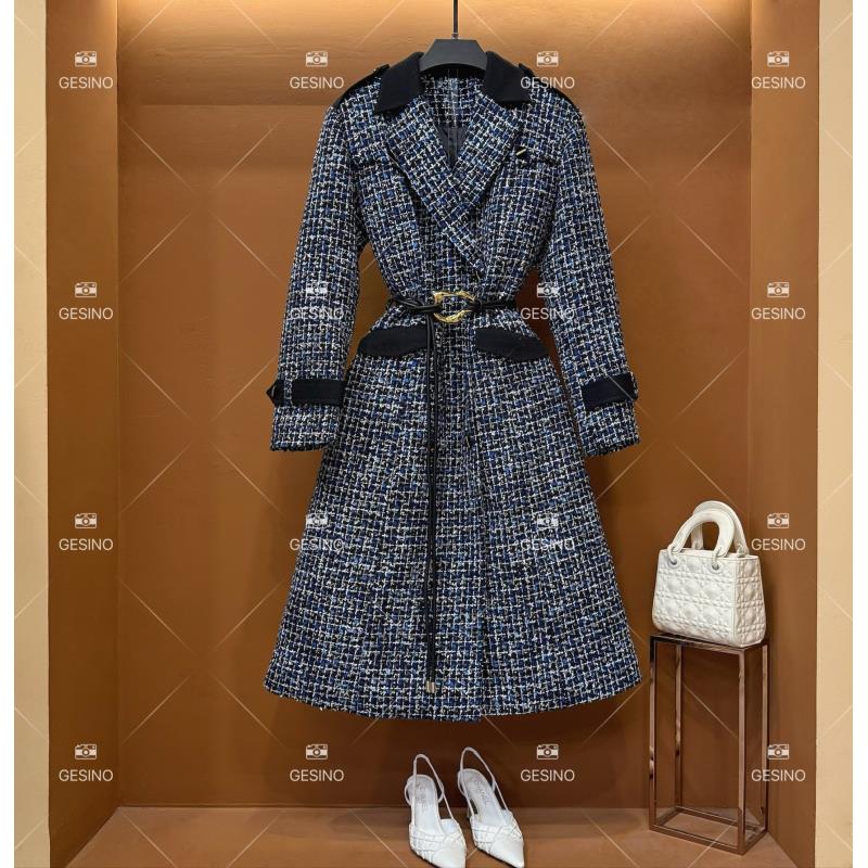 【丽】秋冬气质小香风时尚中长款外套 QD-2024875