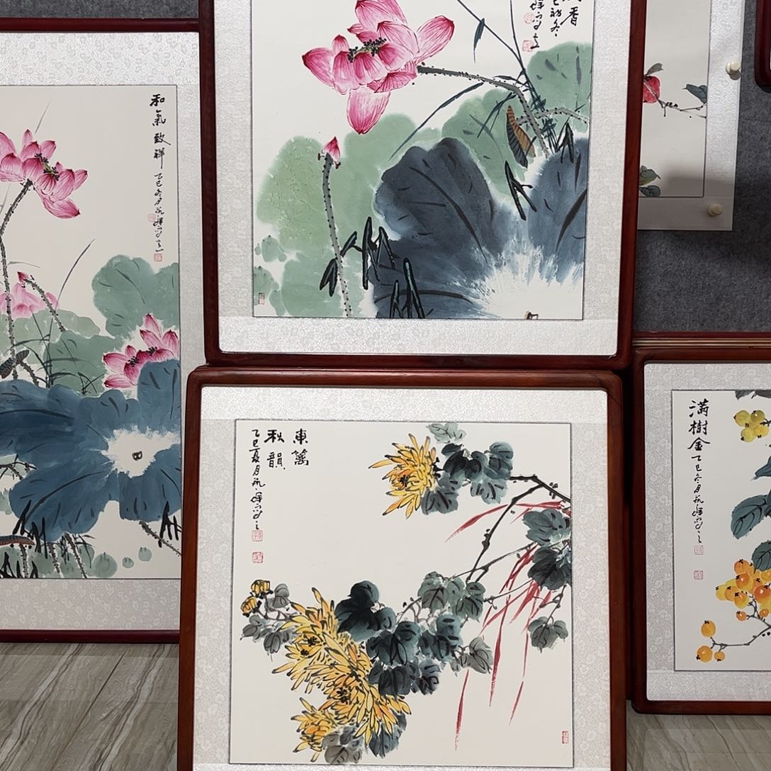 愚***生国画书画作品带框63×63