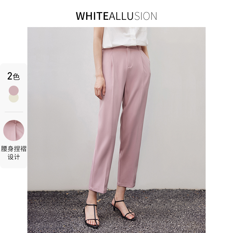年终大促【079】九分西装裤高腰哈伦裤显瘦休闲直筒裤垂感烟管裤