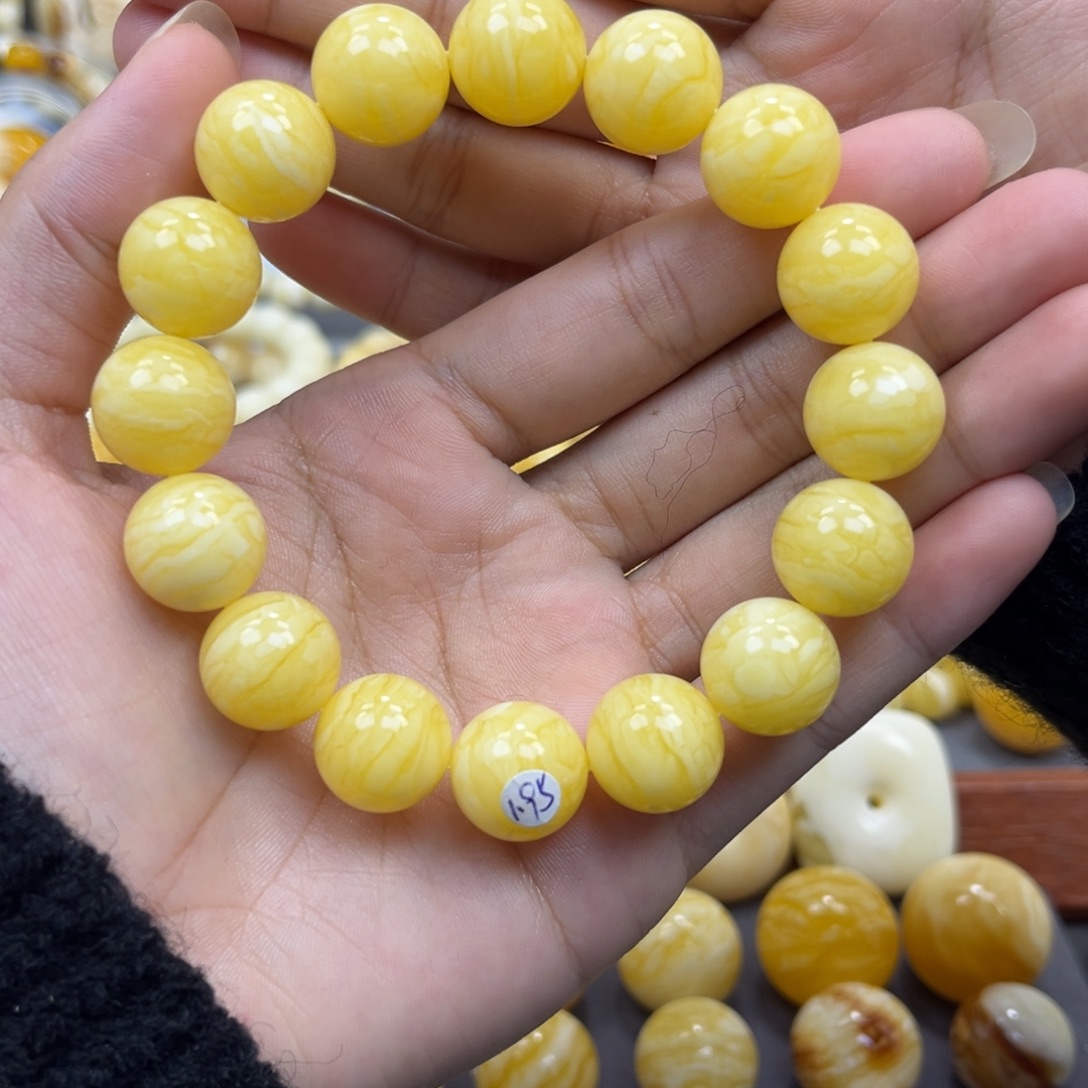 琥珀未镶嵌手串同料圆珠手串14.1mm