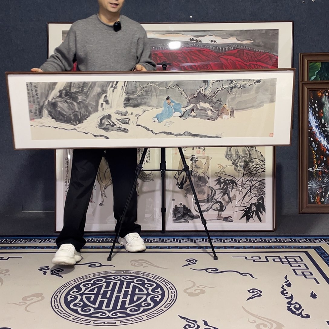 国画手绘画作品带框